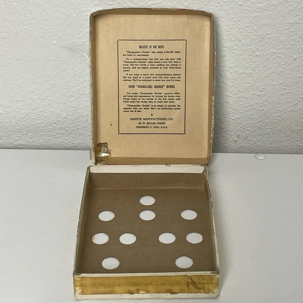 Changeable Charlie Wood Block Vintage 1948 Puzzle Game American Toy Gaston Mfg